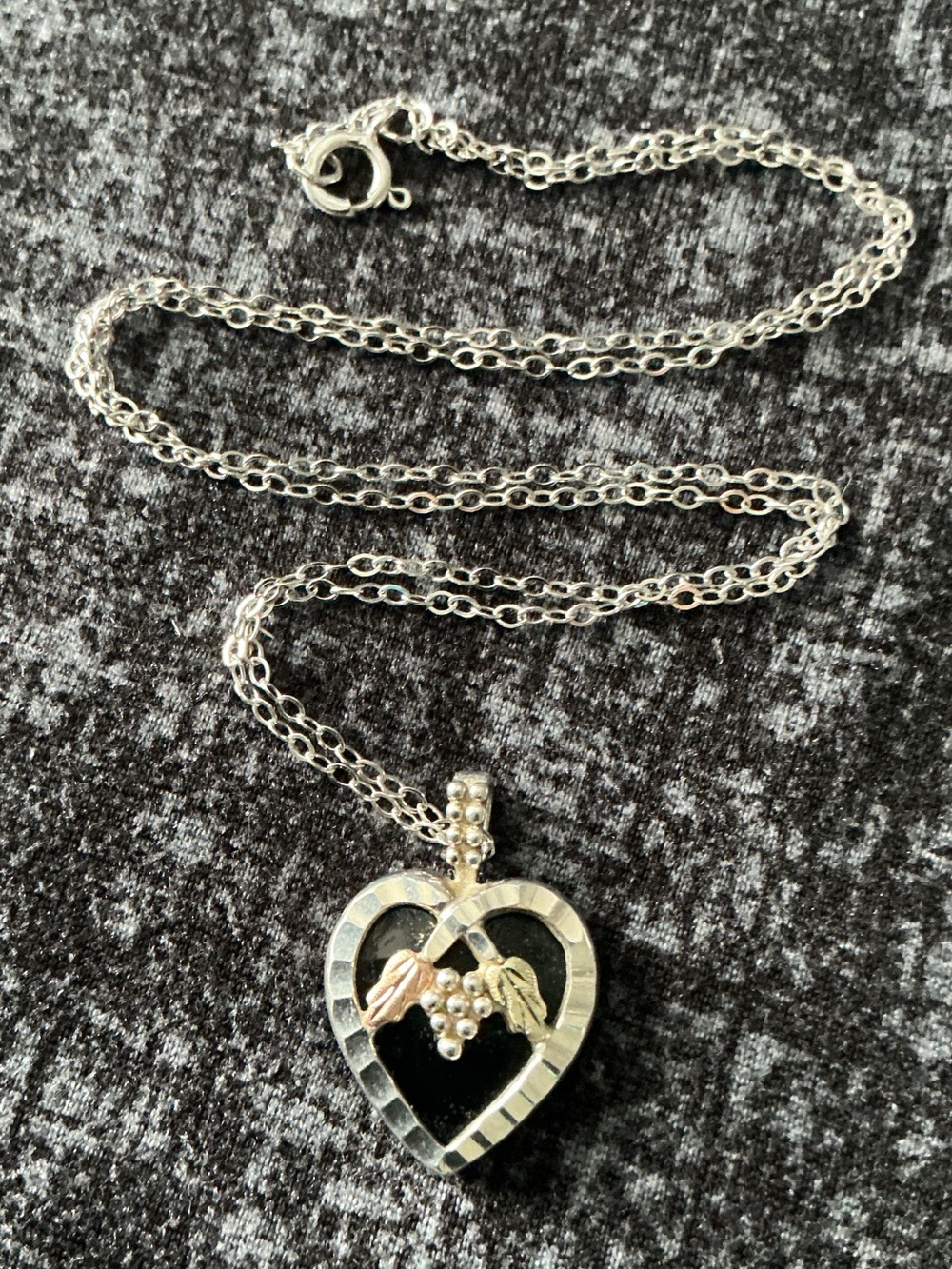 Sterling 10K Onyx Heart Pendant